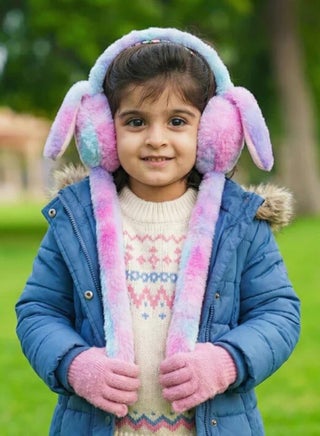 Plush Rabbit Ear Earmuffs for Kids – Soft Fluffy Winter Ear Warmers-Assorted Colour - view 4